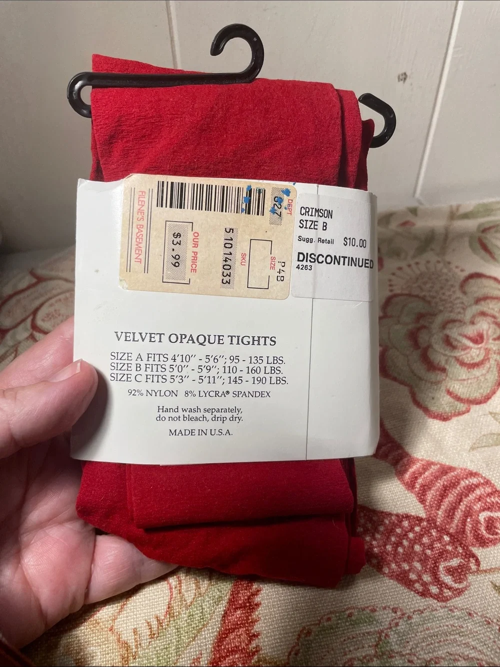 Vintage Givenchy Velvet Opaque Tights - Crimson Red, Size B Filenes Basement Bos